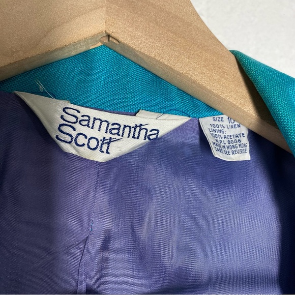 Samantha Scott Vintage Women’s 10 Long Linen Single button blazer Jacket Coat - Picture 2 of 10